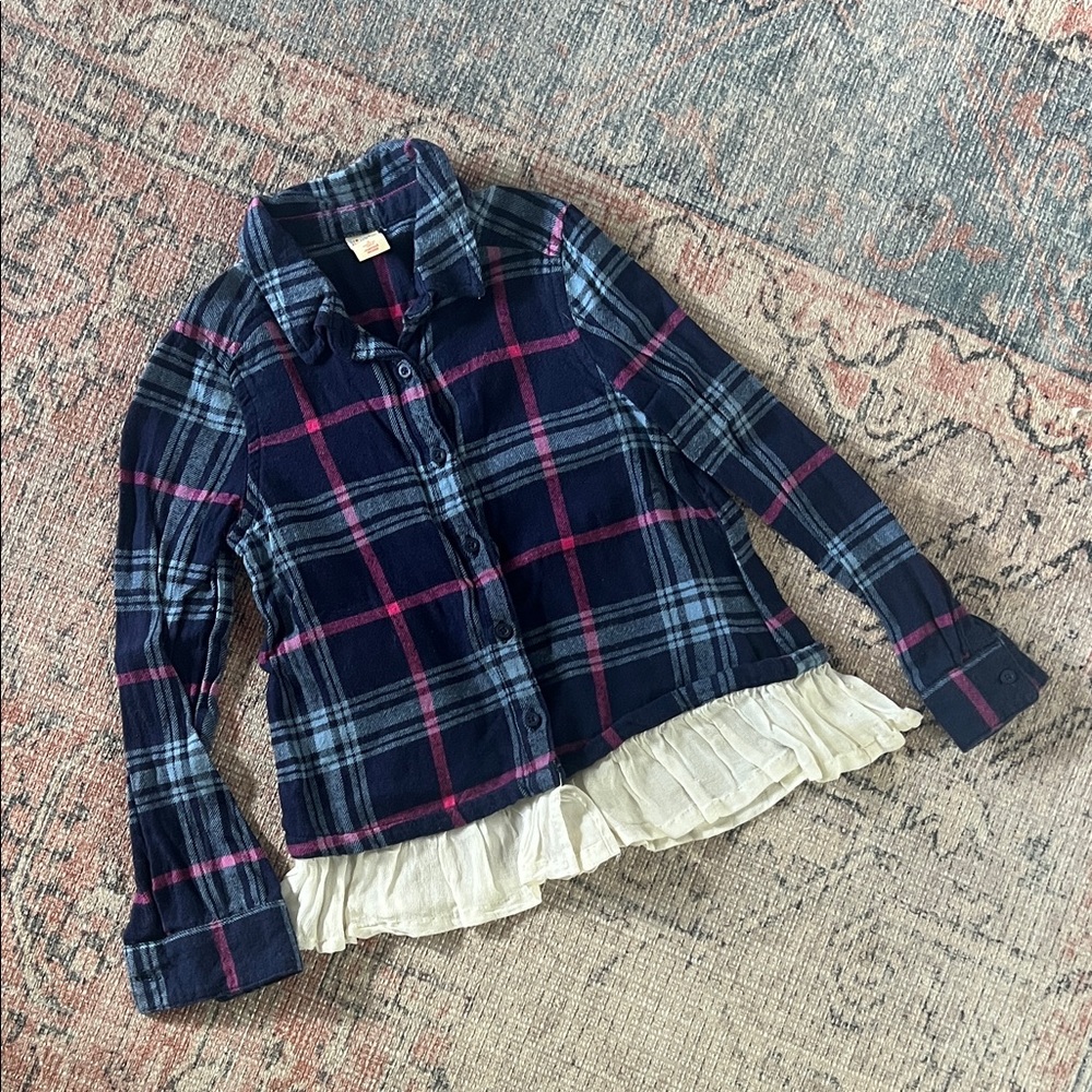 Harper Canyon Girls Peplum Flannel Button Up Size 5